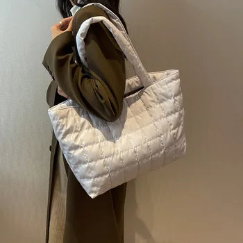 Kadın omuz çantaları Büyük Kapasiteli Alışveriş Tote Moda Dişli Ekose Tote Çanta Çok Yönlü Katı Kadın Alışveriş Çanta Çanta
