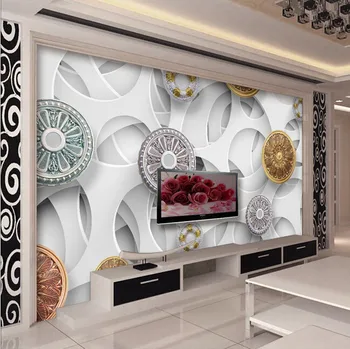 Avrupa modern 3D kişiselleştirilmiş otel TV odası oturma odası arka plan duvar kağıdı duvar kağıdı duvar resimleri büyük freskler