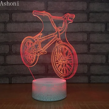 Yeni Bisiklet 3D Masa Lambası LED Dokunmatik 7 Renk Değiştirme Gece Lambası Ev Dekor Çocuklar Yılbaşı Hediyeleri