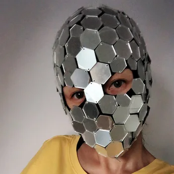 GoGo Dansçı cosplay maskeleri Kostüm Gümüş Ayna Maskesi golf sopası kılıfı Serin Yansıtıcı Ayna Aksesuarları Gümüş Ayna Kostüm