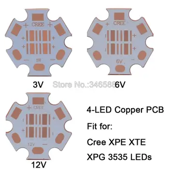 10 adet 20mm Tam Bakır PCB kartı LED Soğutucu PCB Tabanı 4D 4 Çip 4-LED Cree XPE XP-E XTE XT-E XPG XP-G 3535 LEDs 12 V/ 6 V /3 V