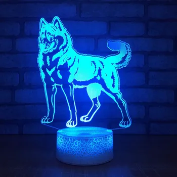 Köpek 3D Led Lamba yaratıcı 3D gece Lambası çocuk oyuncak dokunmatik Masa Lambası 7 renk yanıp sönen led ışık Noel Süslemeleri hediye