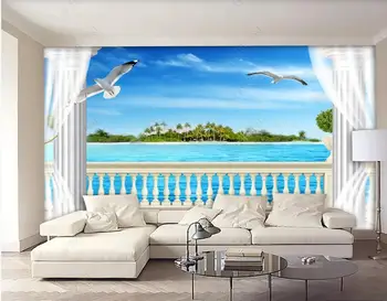 fotoğraf duvar kağıdı 3 d özel duvar Pencere eşiği uzay korkuluk balkon deniz manzaralı ev dekor oturma odası Duvar Kağıdı duvarlar için rulo
