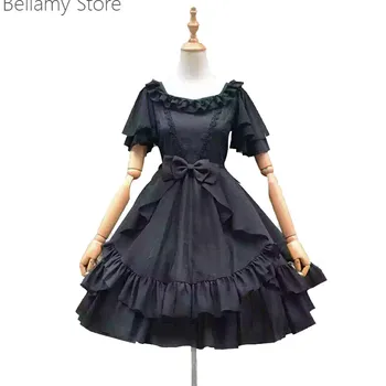 Sizin için yapılmış El Yapımı Prenses Lolita Elbise günlük kısa kollu yüksek bel ince elbise