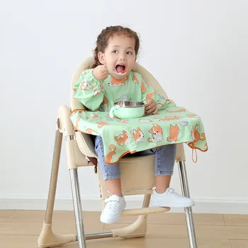 Bebek yemek sandalye tulumları yemek artefakt bebek çocuk ters aşınma pirinç cep su geçirmez uzun kollu önlük bebek tulumu