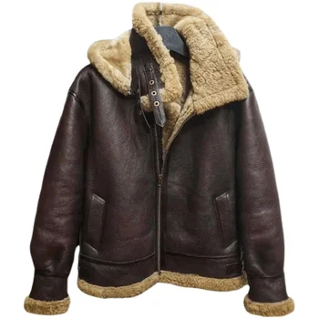 Rus Kış Kürk Astarlı Ceket kapüşonlu ceket Büyük ve Uzun Boylu Erkek 6XL 7XL Kalın Sıcak Kuzu Yün Ceketler Adam Polar Rüzgarlık