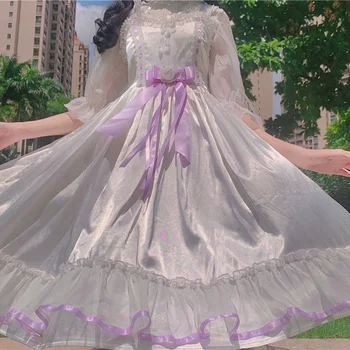 Tatlı Lolita elbise Yay Askısı Etek Midi Elbise Yaz lolita prenses elbise beyaz lolita elbise rönesans viktorya dönemi tarzı elbise