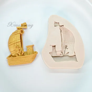 Yelkenli Silikon Fondan Pişirme Kalıpları DIY Parti Kek Dekorasyon Araçları 3D Polimer Kil Pasta Mutfak Pişirme Çikolata Kalıp