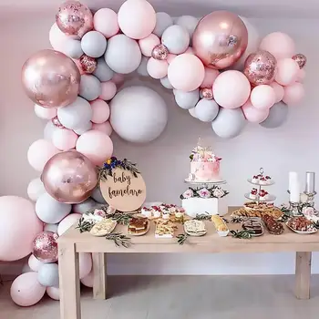 Macaron Balonlar Garland Kemer Gül Altın Konfeti Balon Düğün Doğum Günü Balon Doğum Günü Partisi Dekoru Çocuklar Bebek Duş