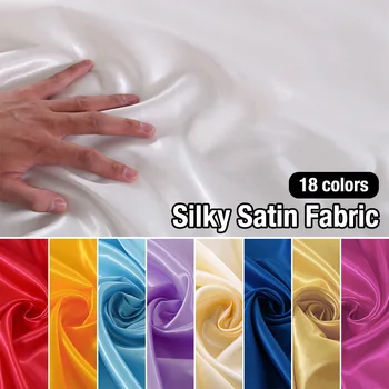 1 Metre Parlak Saten Parlak İpeksi Kumaş Düz Renk Yumuşak Sıkı Brokar Kumaş DIY Dikiş Elbise Pijama Tekstil Malzemesi