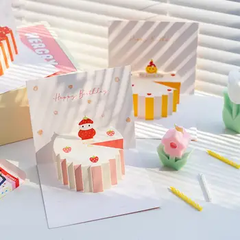 1 Takım 3D Doğum Günü Pastası Pop-Up Tebrik Kartı Katlanabilir El Yazısı Express Dilek Kartpostallar Hediyeler Mutlu doğum günü Kartı Seti ev için