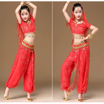 Yetişkin Mısır Hint Bollywood Oryantal Dans Oryantal Dans elbise Seti Kostüm Seti Çocuklar Çocuklar için Kız Oryantal Takım Elbise