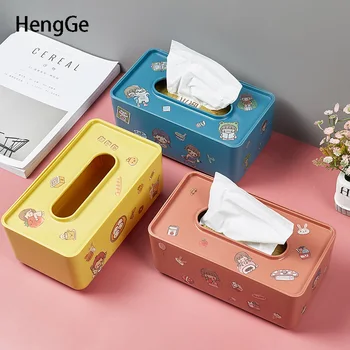 Sadelik Doku Kutuları Karikatür Sticker ile Sevimli Kızlık Plastik Peçete Tutucu Ev Yatak Odası Başucu Pompalama Kağıt Saklama Kutuları