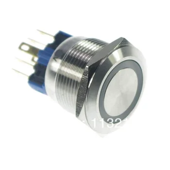 LED Renk Turuncu 22mm LED Halka İşıklı Anlık 1 NO 1 NC basmalı düğme anahtarı Pin Terminalleri Su Geçirmez