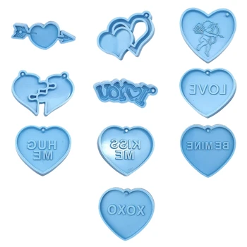 Süper Parlak Aşk Kalp Anahtarlık Reçine Kalıp DIY El Sanatları Kolye silikon kalıp El Yapımı Aşk Anahtarlık Reçine Döküm Kalıp