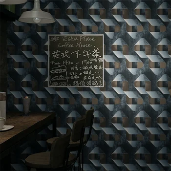 Retro gri geometrik desen kişilik kafes duvar kağıtları endüstriyel tarzı restoran bar oturma odası arka plan duvar kağıdı