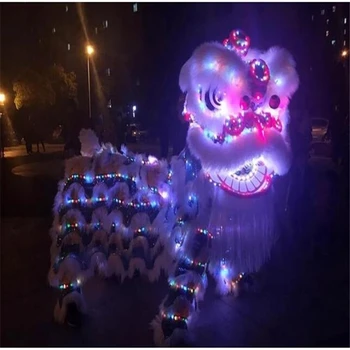 Işıklı LED lamba up lazer Çin Geleneksel Halk Sanat Festivali Kutlamak Aslan Dans Maskot Kostüm Kulübü Sahne Giyim