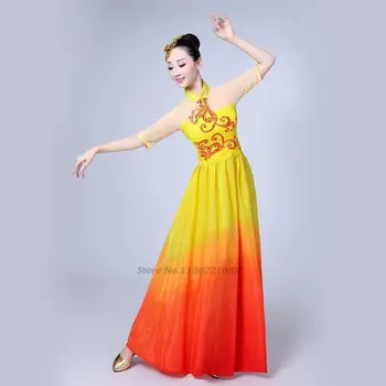 2022 geleneksel çin dans kostümü vintage halk dans elbise sahne performansı şifon elbise ulusal çin hanfu elbise