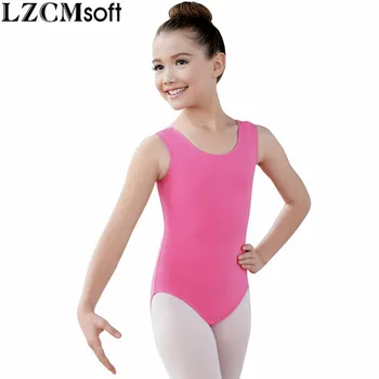 LZCMsoft Çocuk Spandex Naylon Kolsuz Leotard Kız Pembe Scoop Boyun Jimnastik Mayoları Bale Dans Kostümleri Performans İçin