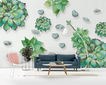 Beibehang Özel duvar kağıdı taze ve güzel etli bitkiler suluboya tarzı TV arka plan duvar resimleri dekorasyon 3d duvar kağıdı