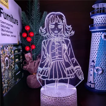 Danganronpa Chiaki Nanami Şekil Led Gece Lambası Anime 3D Illusion Lamba USB Renk Değiştirme Lampara Odası Dekorasyon Manga Hediye