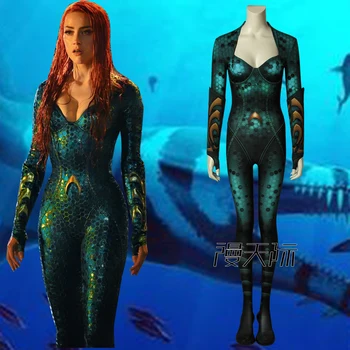 Aquaman Mera Tulum cosplay Kostüm yetişkin Kadın Cosplay Aquaman Mera Kostüm Seksi tulum zentai