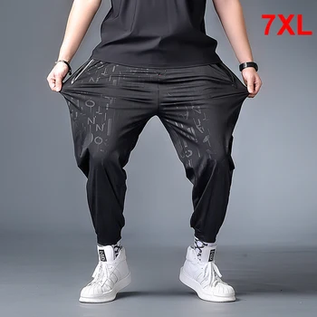 Büyük Boy Pantolon erkek Jogger Streetwear Casual Harem Pantolon Boy Sweatpants Mektubu Baskı Pantolon Artı Boyutu 6XL 7XL