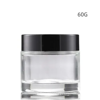 60g kozmetik ambalaj toptan cam Krem Kavanozlar İç Astarlı ve siyah Kapaklı Boş Kozmetik Kapları