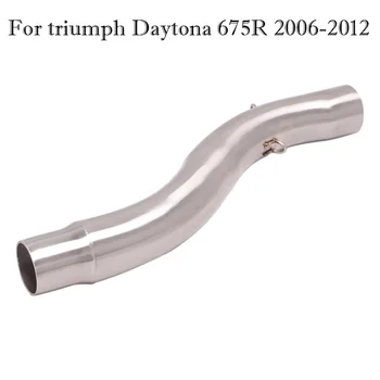 Triumph Daytona için 675R 2006-2012 51MM Paslanmaz Çelik moto rcycle Egzoz Orta Bağlantı Borusu Kaçış Kayma Moto Modifiye Sistemi