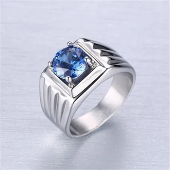 Trendy Mavi Kristal Zirkon Nişan Yüzüğü Gümüş Renk Rhinestone Gelin Promise alyanslar Kadınlar için sevgililer Günü Takı