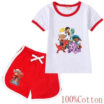 2-16Y Çocuk Giysileri Çocuk Yaz Giyim Seti Bebek Kız Karikatür Dantel Uçan Kollu Tshirt + şort Denim 2 adet Setleri