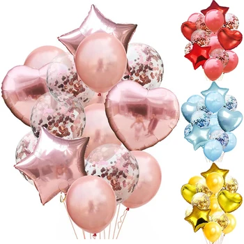 Gül Altın konfeti balonları Düğün Dekor Lateks Balon Mutlu Doğum Günü Partisi Süslemeleri Çocuklar Balonlar Bebek Duş Malzemeleri