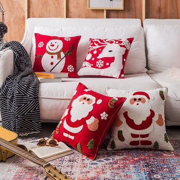 Nakış Karikatür Yastık Kılıfı Pamuk Yastık Noel Karışımlı Yastık Oturma Odası Kanepe Yastık noel hediyesi Cojines Decorativos