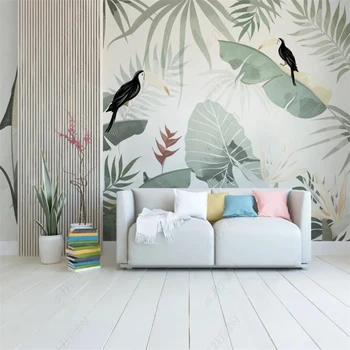Iskandinav El-boyalı Tropikal Bitkiler Ev Dekor Özel Duvar 3D duvar kağıdı yatak odası dekoru Kendinden yapışkanlı Duvar Kağıdı Papel De Parede