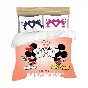 Ev Tekstili Disney Mickey Mouse Aşk Güzel Desen nevresim takımı Çocuk Karikatür Aşağı Yorgan Yastık Yatak Odası Dekorasyon