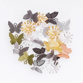 50 Adet/grup 13*11mm Bakır Kelebek Çiçek Priz Kolye Charms Bilezik Küpe Takı Yapımı Bulguları Aksesuarları