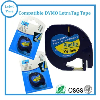 Ücretsiz shipping10 adet Dymo plastik LT etiket bant 91202 DYMO LetraTag etiket bant DYMO etiket yazıcı 12mm * 4 m siyah sarı