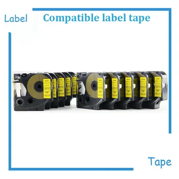 10 ADET 45018 12mm * 7m Siyah sarı Dymo Maker etiket bant Kartuşları Uyumlu Dymo Labelmanager