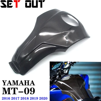 Motosiklet gerçek karbon fiber yakıt deposu koruma kapağı yakıt tankı pad sticker kapak Yamaha MT09 MT-09 2017 2018 2019 2020