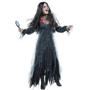 Yetişkin Kadın Cadılar Bayramı Korkunç Zombi Hayalet Gelin Fantezi Elbise Mezarlık Corpse Kostüm