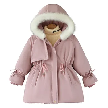 Ceket Kızlar için Kış Parkas Pamuk Sıcak Kapşonlu Bebek Kız Ceket Uzun Kollu çocuk Kız Ceket Toddler Rahat Çocuk Ceket 2022