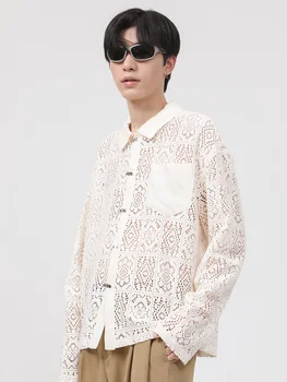 Gömlek Elbise Erkek Tasarımcı Yaz Kore Gevşek Kişiselleştirilmiş Omuz Pedi Oymak 2023 Düz Renk Yeni Moda