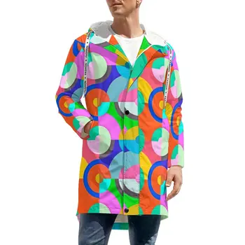 Renkli Geo Baskı Kış günlük ceketler Çok Daire Streetwear Fermuar Kalın Sıcak Palto Erkekler Özel Klasik Parkas Hediye Fikri