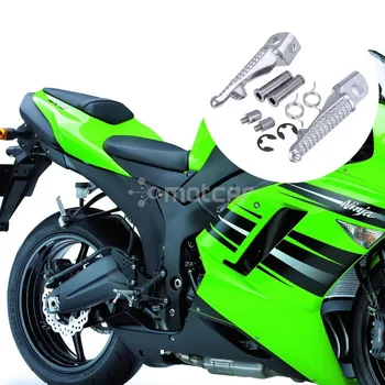 Gümüş Motosiklet Ön Alüminyum Binici Eklemek Ayak Istirahat Pedalı Footpeg Kawasaki Ninja ZX6R ZX636 ZX-6R Ücretsiz Kargo