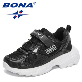 BONA 2021 Yeni Tasarımcılar sneaker çocuk Ayakkabı Kız Erkek Hafif Nefes Örgü Koşu Gençler spor ayakkabı Çocuk Ayakkabı