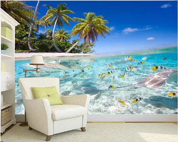 Özelleştirmek okyanus duvar kağıdı, sualtı dünyası sahil resimleri yatak odası TV duvar su geçirmez vinil papel DE parede