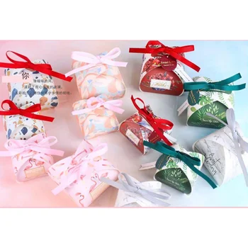 25 adet Avrupa küçük taze düğün malzemeleri kare şeker hediye kutusu Noel şeker kutusu noel hediyesi kollu kutu
