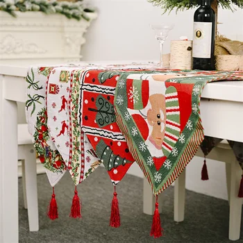 Püsküllü Noel Masa Koşucu Masa Örtüsü Noel Süsler 2022 Mutlu Yeni Yıl Ev Dekorasyonu Yemek Masası Giyinmek 180 * 35cm