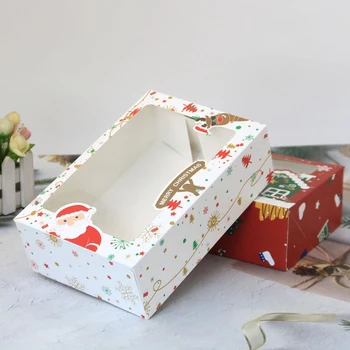 Noel Kağıt Hediye Kutuları Açık Pencere İle Muffin Aperatifler Ambalaj 4/8/12 adet Yeni Yıl Renkli Küçük Hediyeler Ambalaj Kutuları