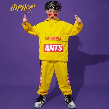 Erkek Caz Hip Hop Dans Kostümleri Kızlar Çocuk Hip Hop Kostüm Çocuk Giyim Dans Üst Pantolon Sahne Dans giyim